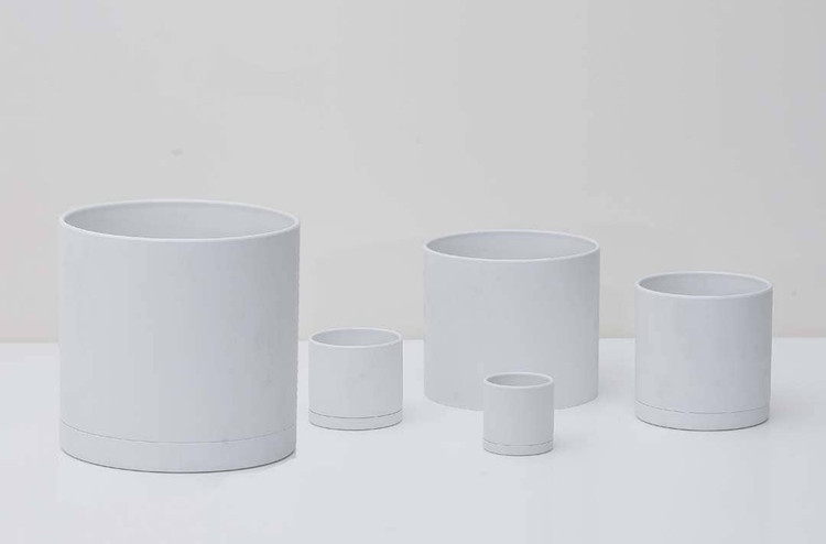 گلدان پلیمری استوانه ای سفید