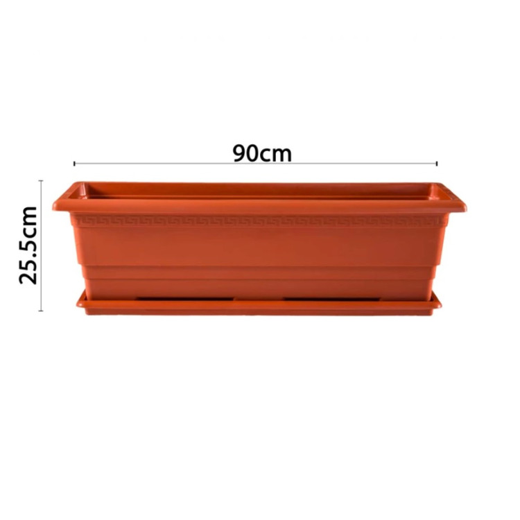 گلدان پلاستیکی مستطیلی FZ216 سایز 90 در 30 سانتیمتر قهوه ای