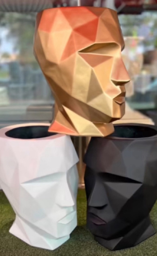 3D Origami Face Fiberglass Vase