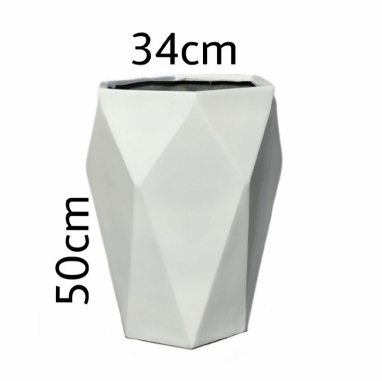 Tall diamond fiberglass vase, height 50 cm
