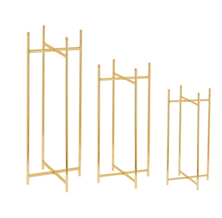 استند یا پایه گلدان قطر ۲۶ سانتیمتر مجموعه 3 سایزی طلایی