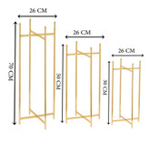 استند یا پایه گلدان قطر ۲۶ سانتیمتر مجموعه 3 سایزی طلایی