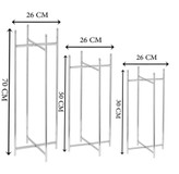 استند یا پایه گلدان قطر ۲۶ سانتیمتر مجموعه 3 سایزی نقره ای