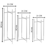 استند یا پایه گلدان قطر ۲۱ سانتیمتر مجموعه 3 سایزی نقره ای