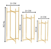 استند یا پایه گلدان قطر ۲۱ سانتیمتر مجموعه 3 سایزی طلایی