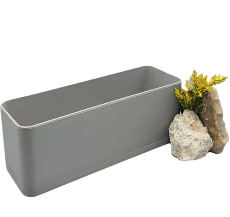 گلدان پلیمری باکس مستطیلی طوسی