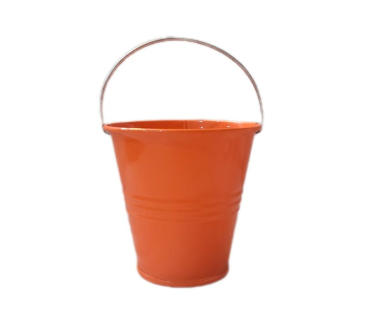 Small galvanized metal flower pot