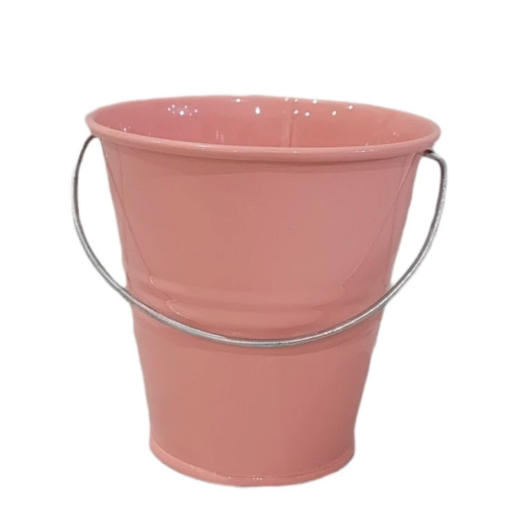 Small galvanized metal flower pot