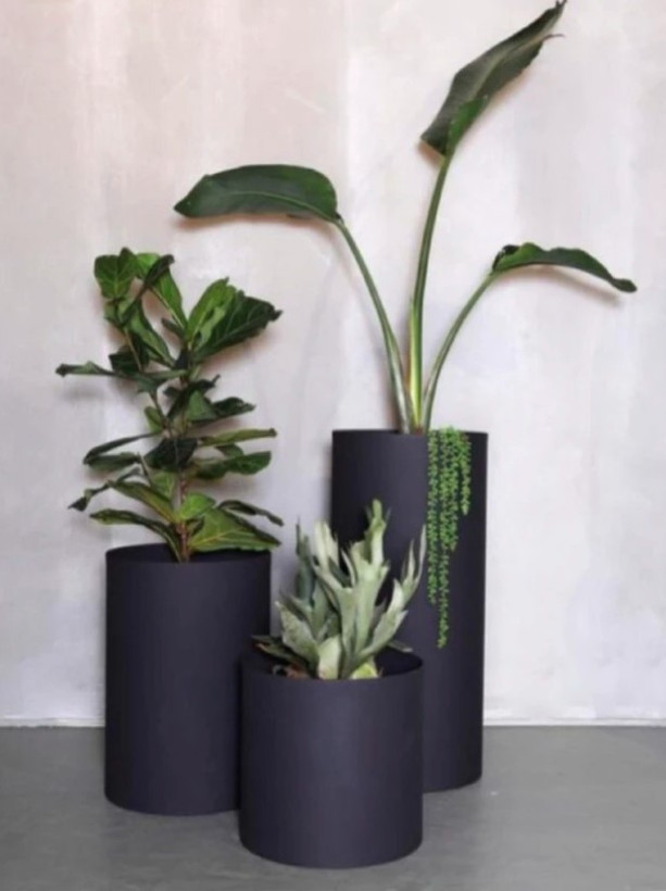 Cylindrical fiberglass vase