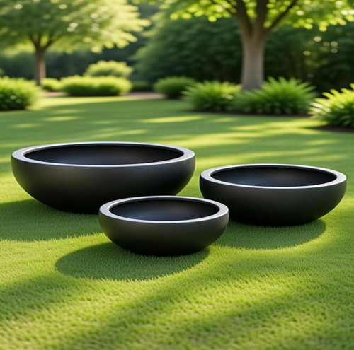 گلدان فایبرگلاس نیم توپی گرد