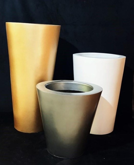 Conical fiberglass pot, opening diameter 50 cm.